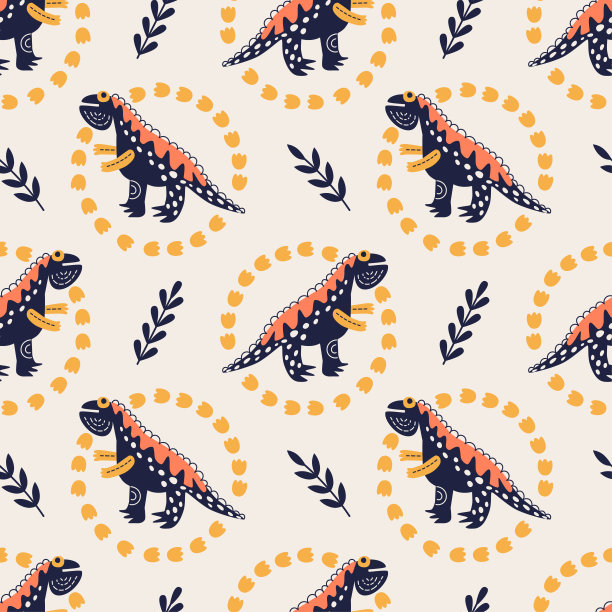 抽象卡通恐龙图案