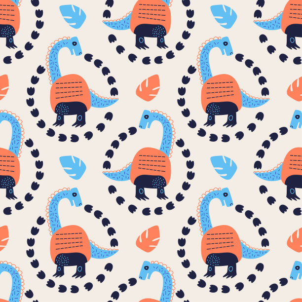 抽象卡通恐龙图案