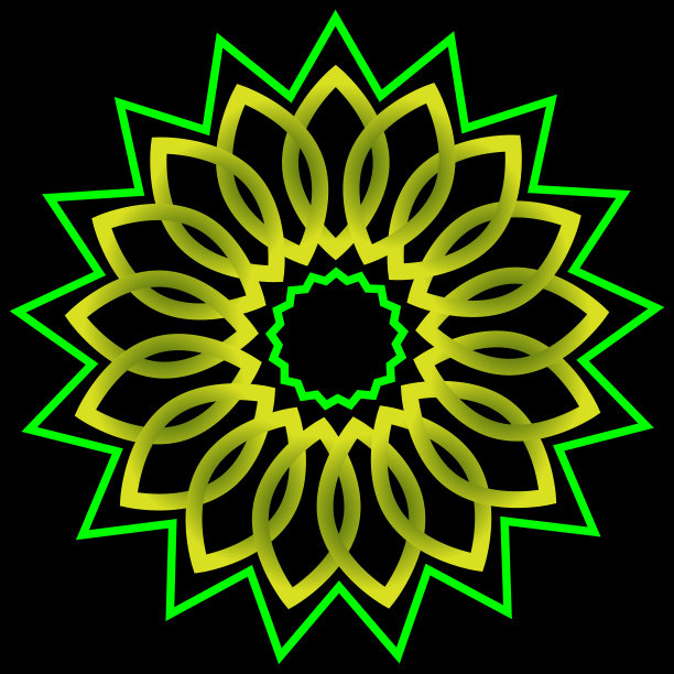 绿黄渐变圆形几何花纹图案