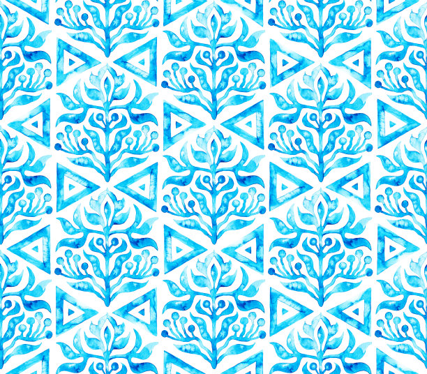 蓝绿几何六边形无缝图案