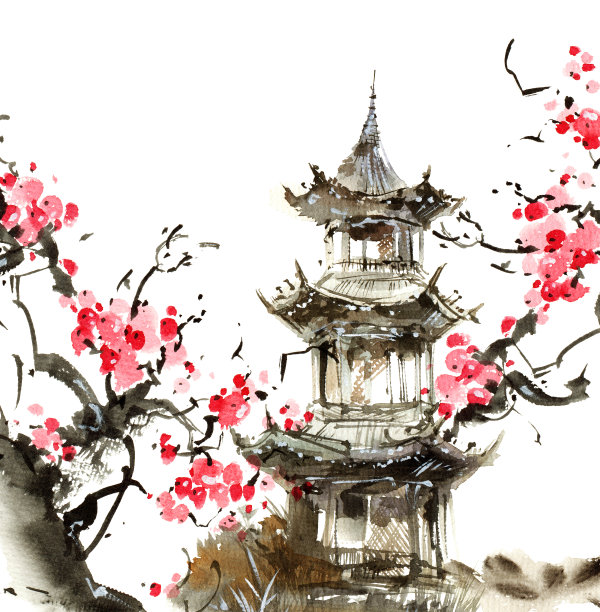 传统,东亚文化,水彩画颜料