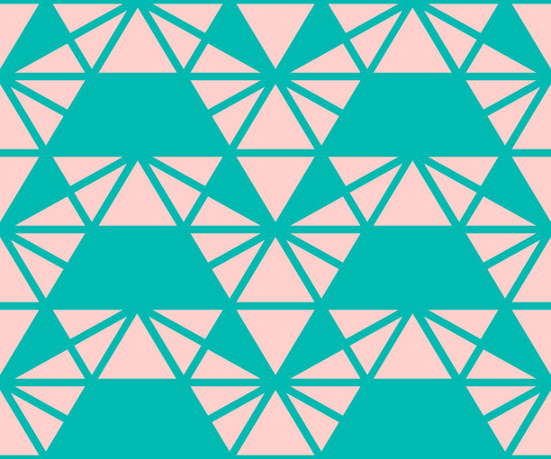 蓝绿几何六边形无缝图案