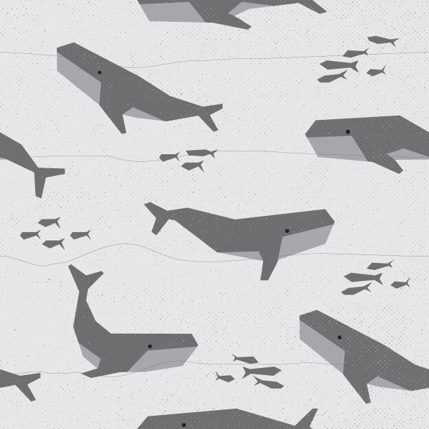 海洋鲸鱼印花海底世界插画图案