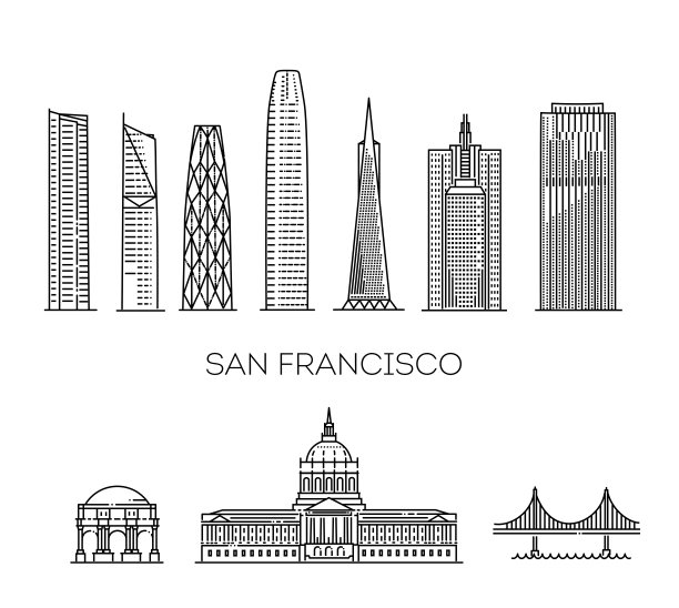 旧金山天际线海报设计