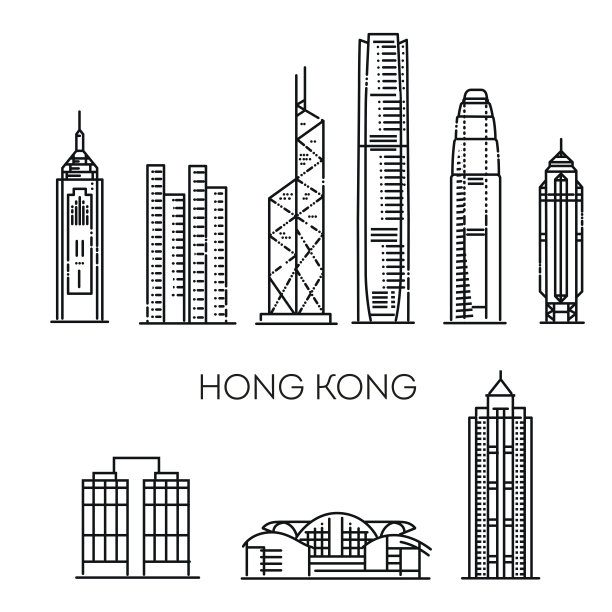 香港建筑线稿