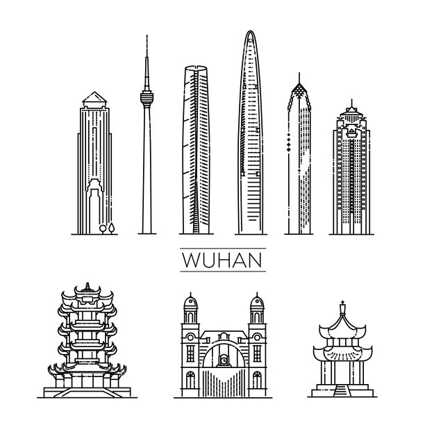 武汉城市线描