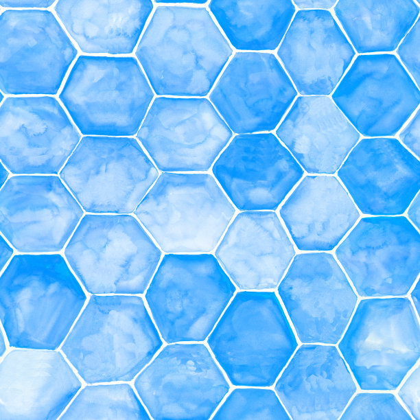 蓝绿几何六边形无缝图案