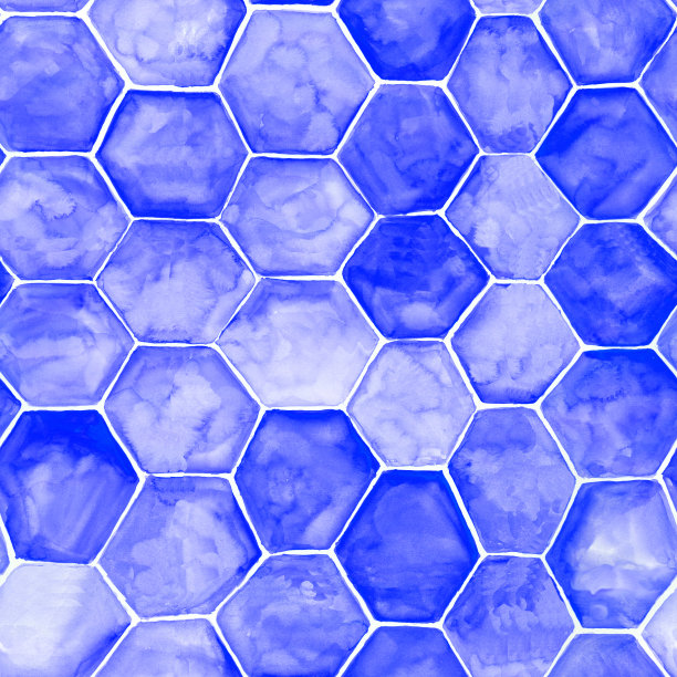 蓝绿几何六边形无缝图案