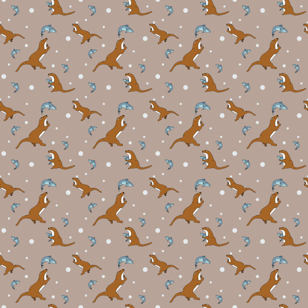 可爱水獭卡通图案背景