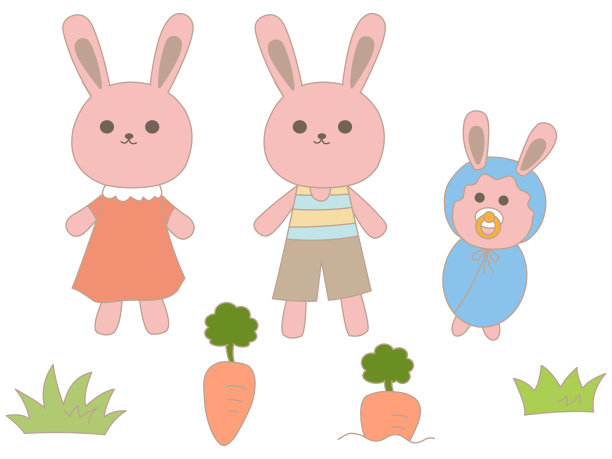 可爱小花兔卡通插画