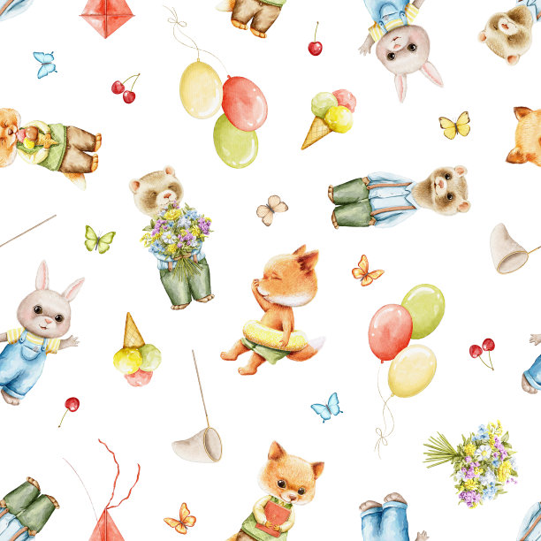 可爱小花兔卡通插画