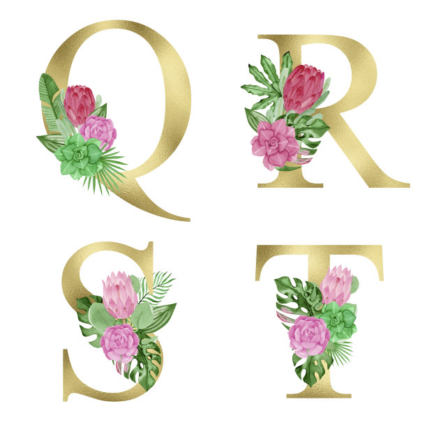 字母花卉组合