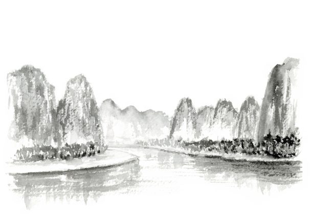 桂林山水国画
