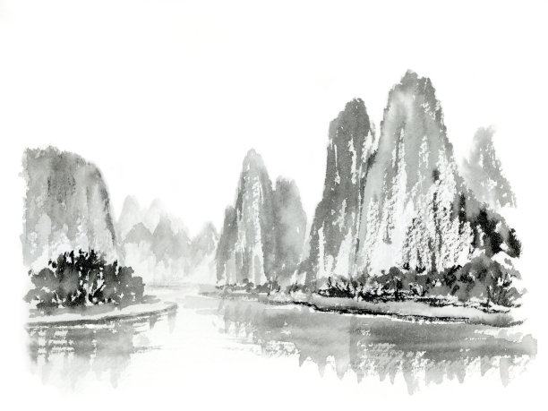 桂林山水国画