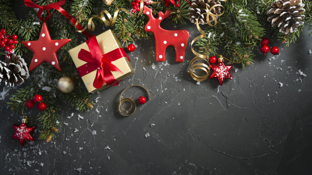 复古装饰品,红色和金色颜色