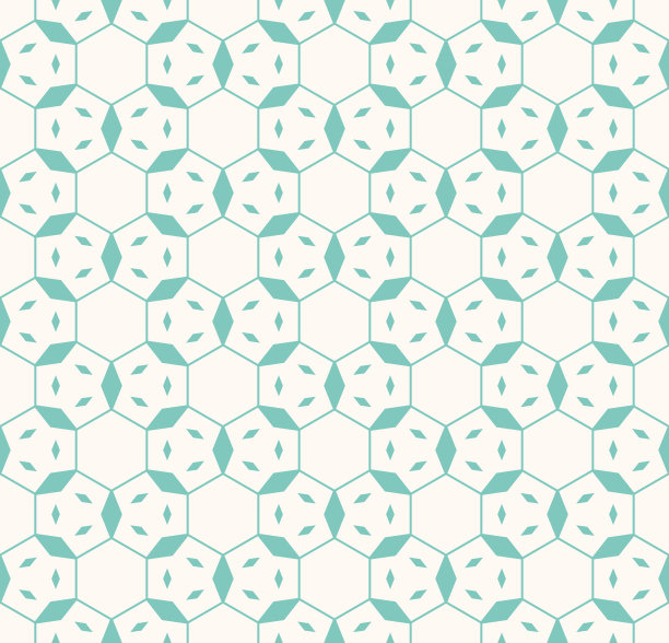 蓝绿几何六边形无缝图案