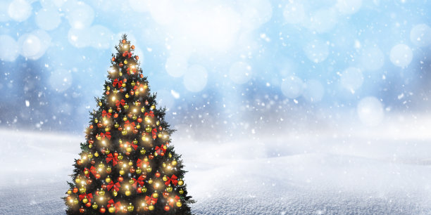 冬季雪景圣诞装饰背景图