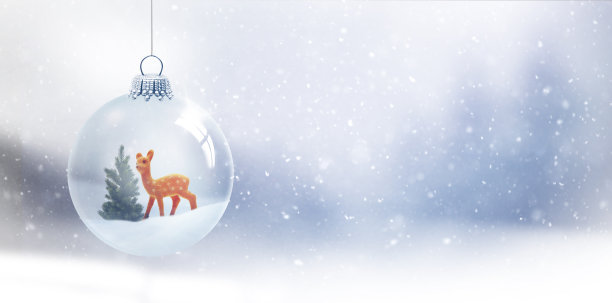 冬季雪景圣诞装饰背景图