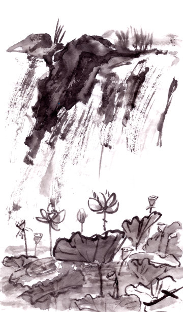 典雅中式荷花植物花卉背景边框