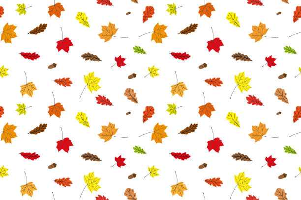 多彩枫叶无缝图案矢量背景