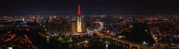 越南胡志明市金融区夜景