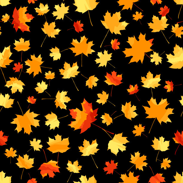 多彩枫叶无缝图案矢量背景