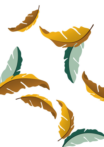 金黄色秋季植物传单组
