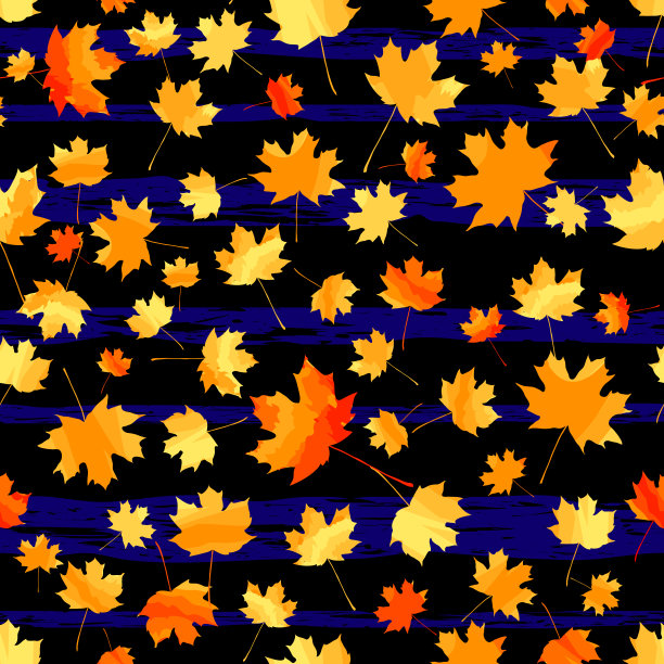 多彩枫叶无缝图案矢量背景