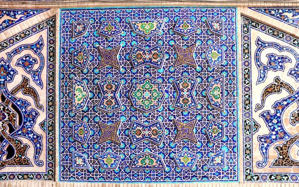 几何拼接复古风花纹图案