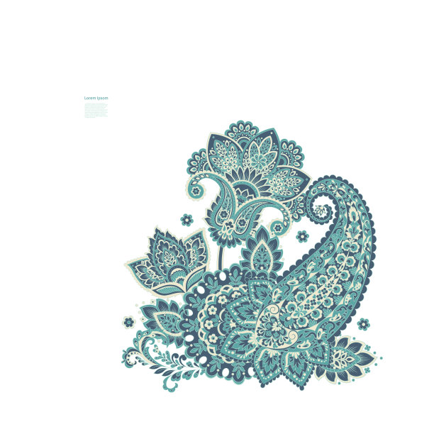 佩斯利花纹,模板,矢量