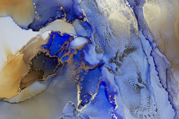 梦幻蓝金抽象纹理图案