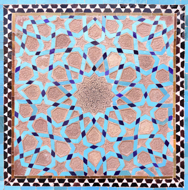 几何拼接复古风花纹图案