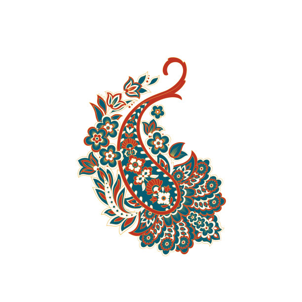 佩斯利花纹,矢量,蜡染风格