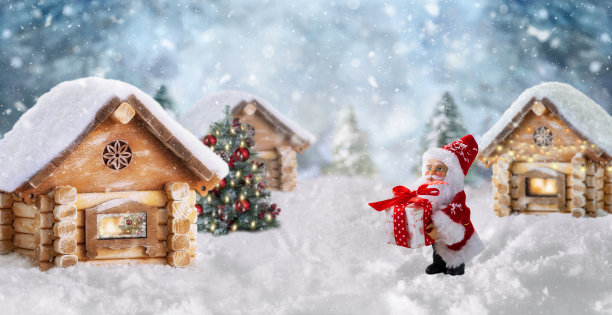 冬季雪景圣诞装饰背景图