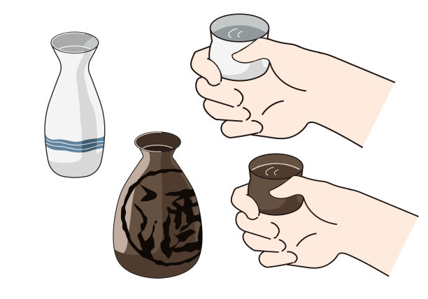 日本青酒,清酒杯,矢量