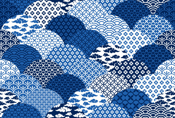 蓝色几何抽象花纹图案