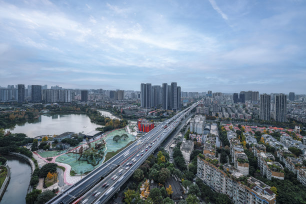 航拍四川成都城市建筑天际线夜景