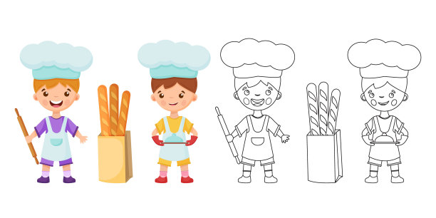 卡通可爱小男孩厨师