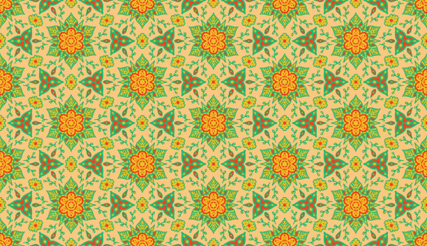 多彩几何花卉拼接图案