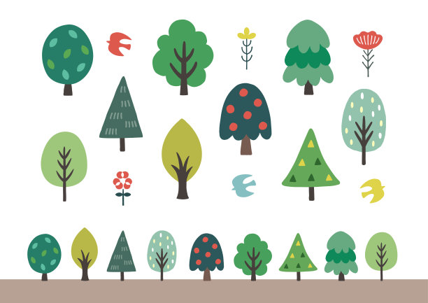 简约风格卡通树木插画