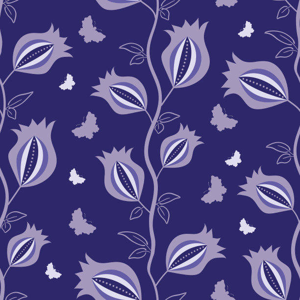 紫蓝几何花纹无缝图案