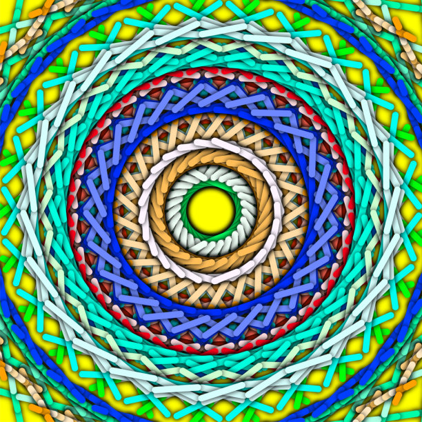 精美蓝绿色圆形花纹图案