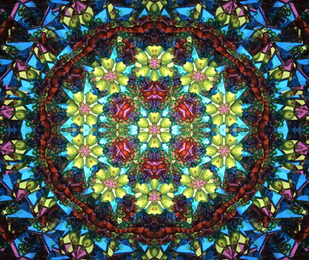 精美绿色圆形几何花纹图案