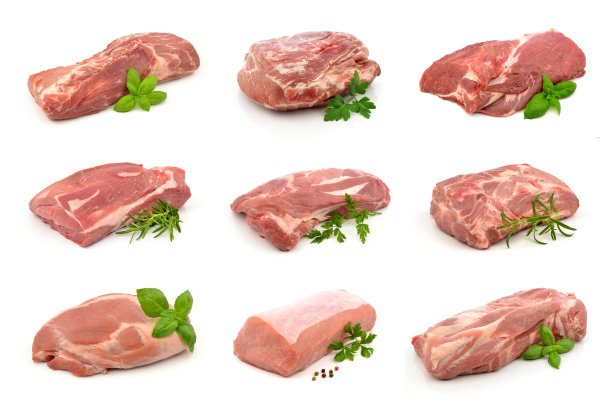 白色背景,肉,猪肉