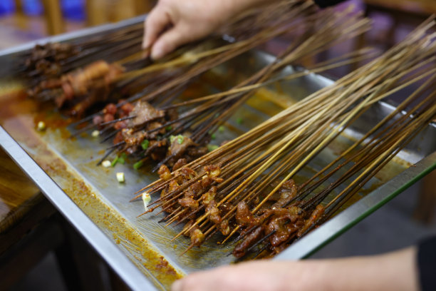 串肉签,油炸,水平画幅