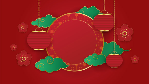 卡通,中国灯笼,模板