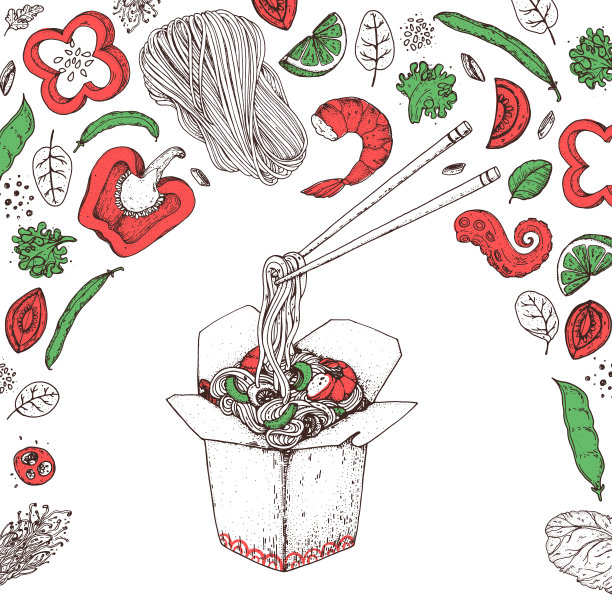 朝鲜大米包装插画