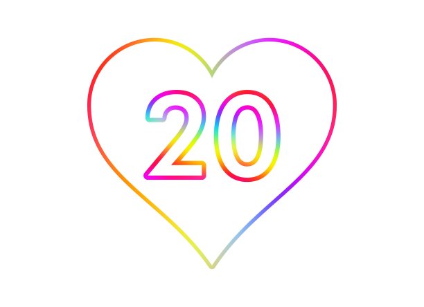 轮廓,数字20,贺卡