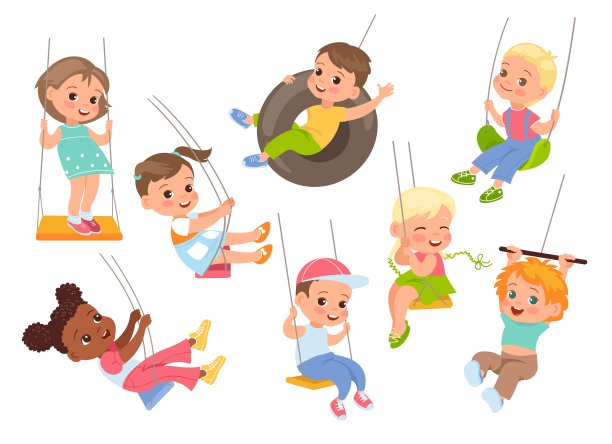 荡秋千可爱卡通