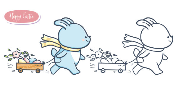 可爱小花兔卡通插画